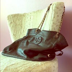 Black and Gold Tory Burch Hobo